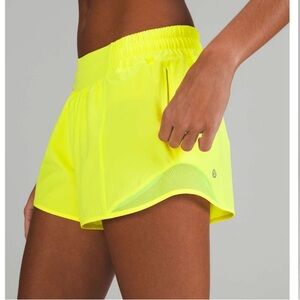 Lululemon Hotty Hot short low rise, 4” highlight yellow
